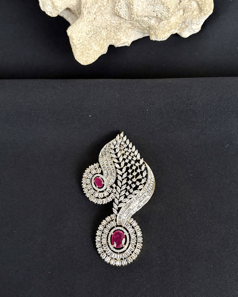 Sephora Ruby Swirl Diamond Pendant Set | Big Size | Screw Back