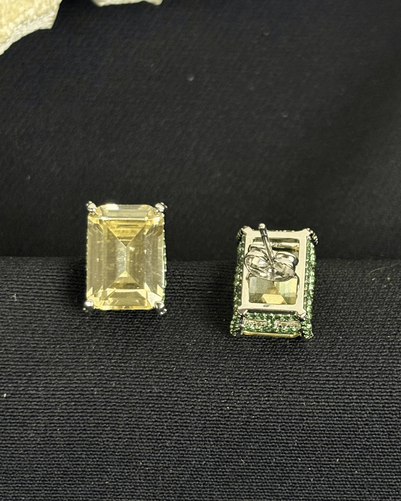 Citrine Diamond Studs