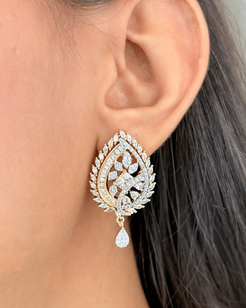 Mehrab Paisley Drop Diamond Pendant Set | Without Chain