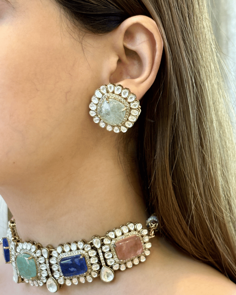 Victorian Polki Multicolor Gemstone Choker