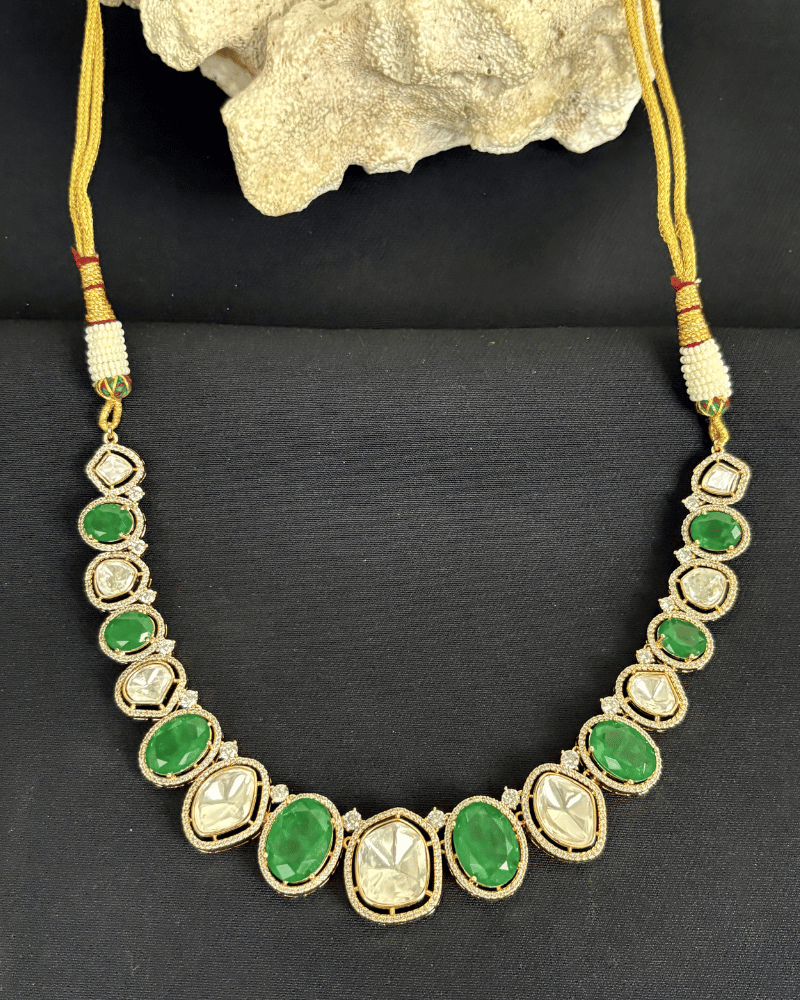 Mayurika Emerald Polki Necklace