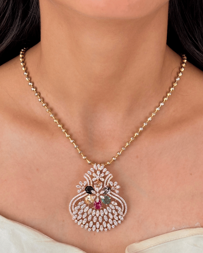 Jewel Garden Multi Color Pendant Set | Wihout Chain