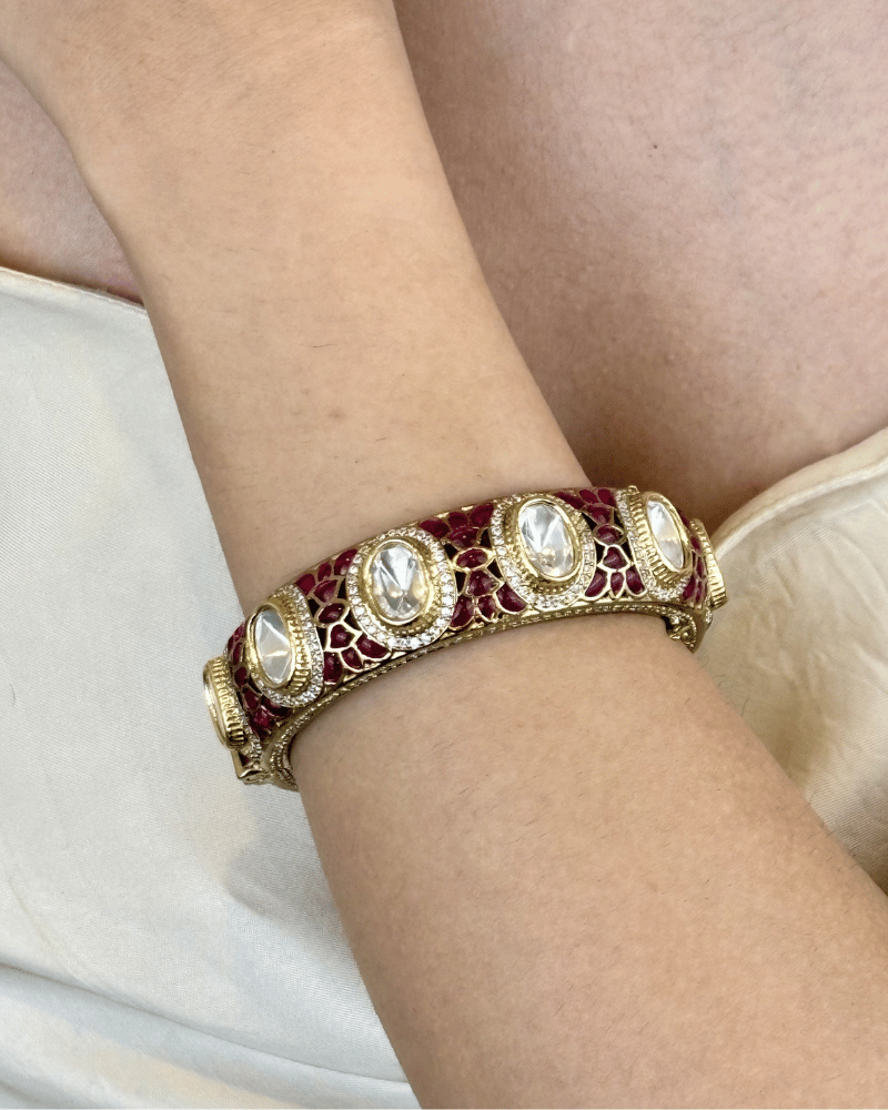 Laal Qila Polki Bangles | Single Piece | Openable