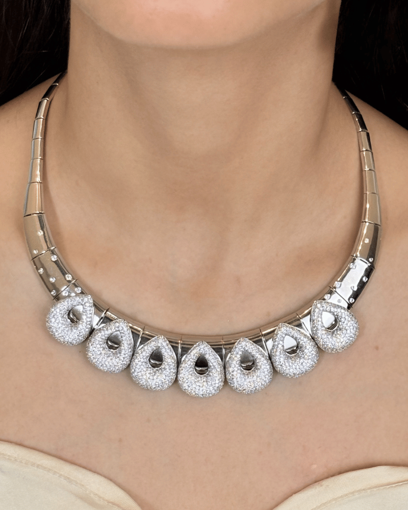 Mirabelle Diamond Necklace | Rhodium Plating