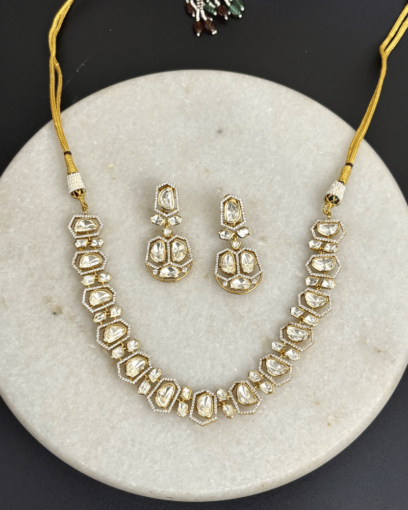 Kanira Moissanite Necklace  | Screw Back | 18K Gold Plating