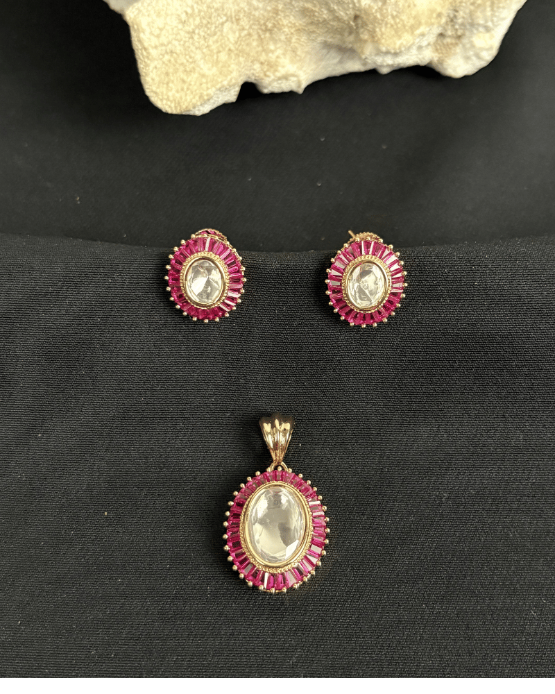 Ruby Rooh Polki Pendant Set