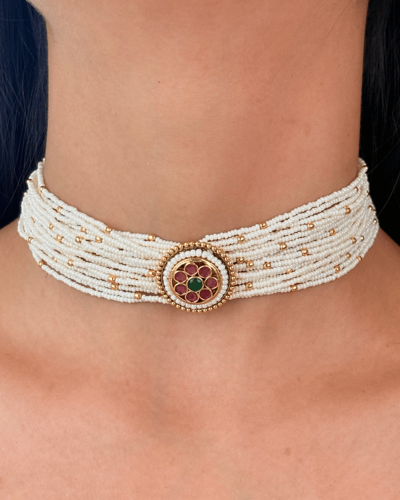Muktavali Golden Choker Set