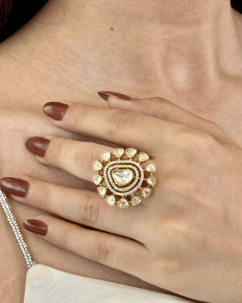 Hridaya Moissanite Ring | Adjustable Size | 18K Gold Plating