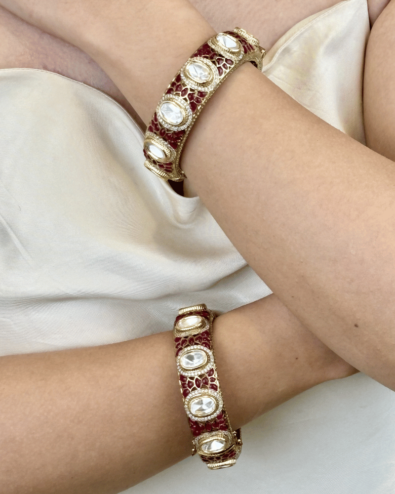 Laal Qila Polki Bangles | Single Piece | Openable
