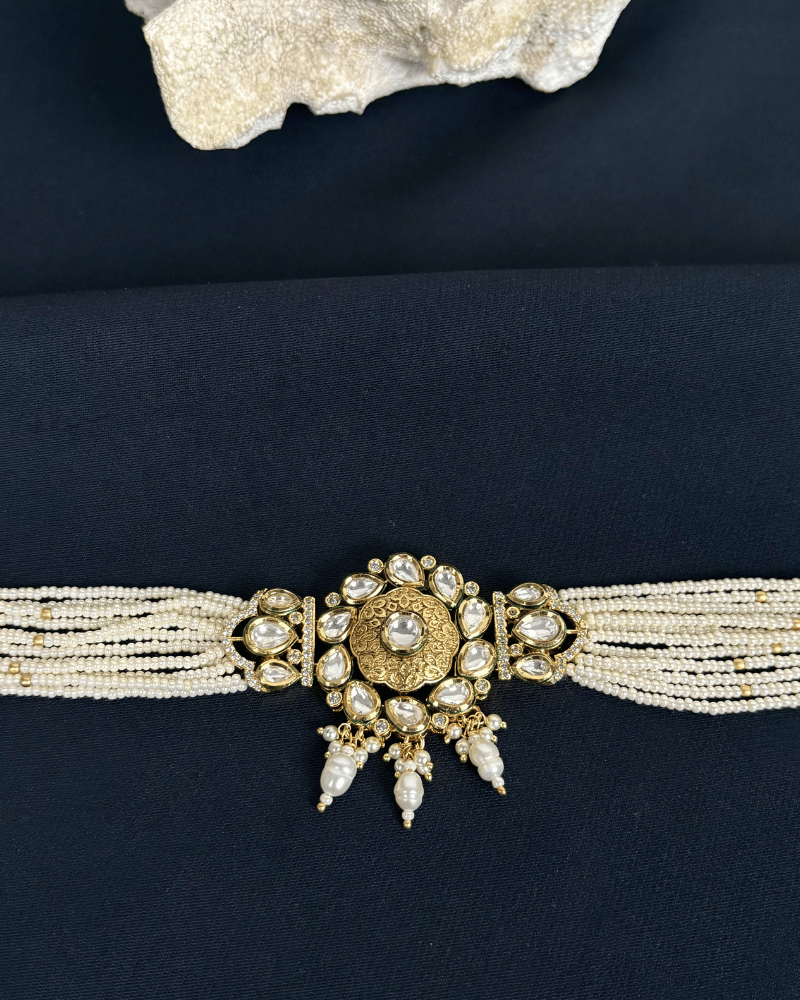 Mehek Kundan Choker With Moti Drops | Mint Work