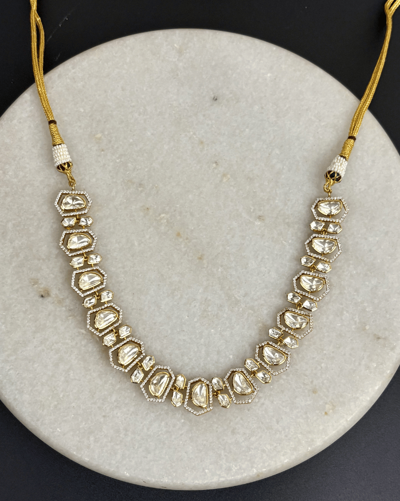 Kanira Moissanite Necklace  | Screw Back | 18K Gold Plating