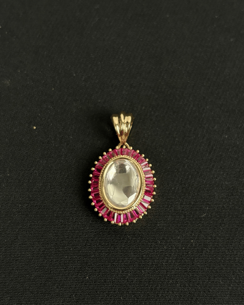 Ruby Rooh Polki Pendant Set
