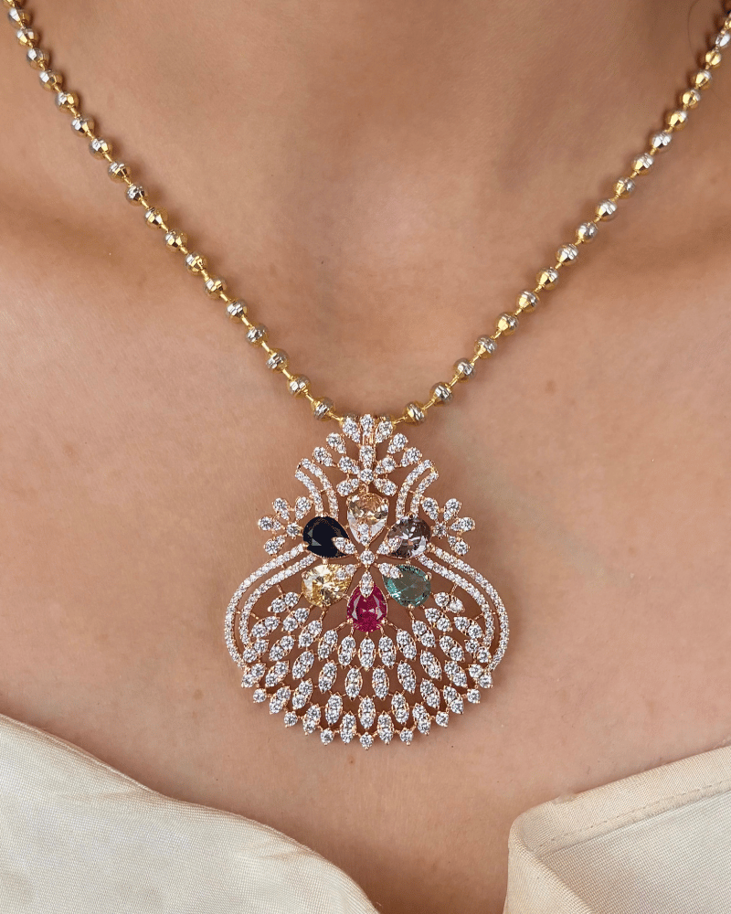 Jewel Garden Multi Color Pendant Set | Wihout Chain