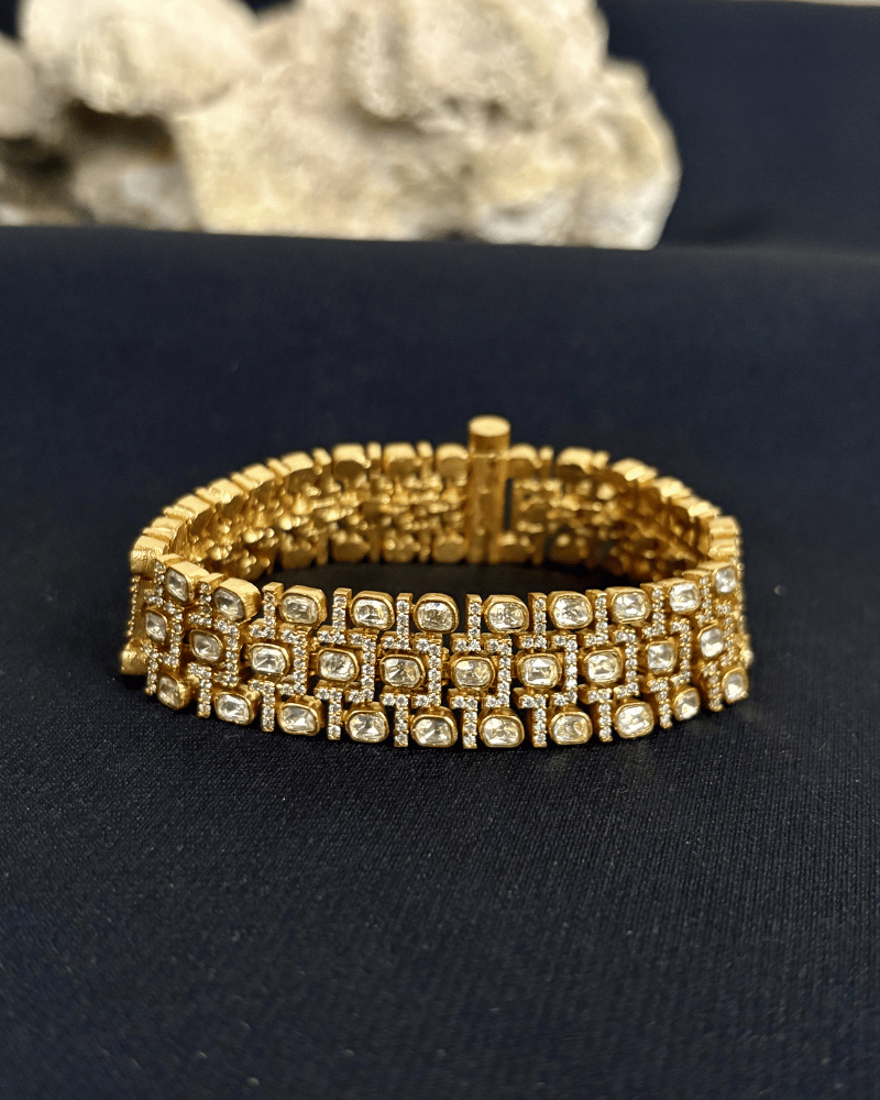 Nakshi Moissanite Bracelet | Openable | 18K Gold Plating