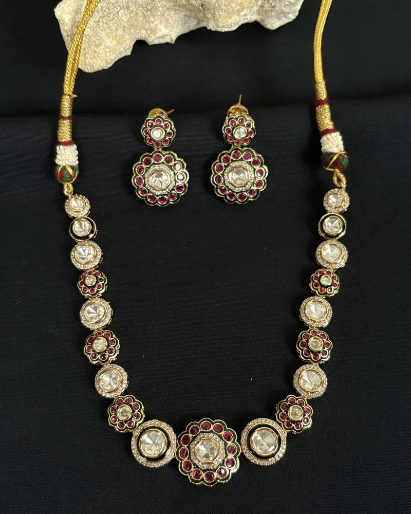 Palashi Polki Necklace | Enamel Work