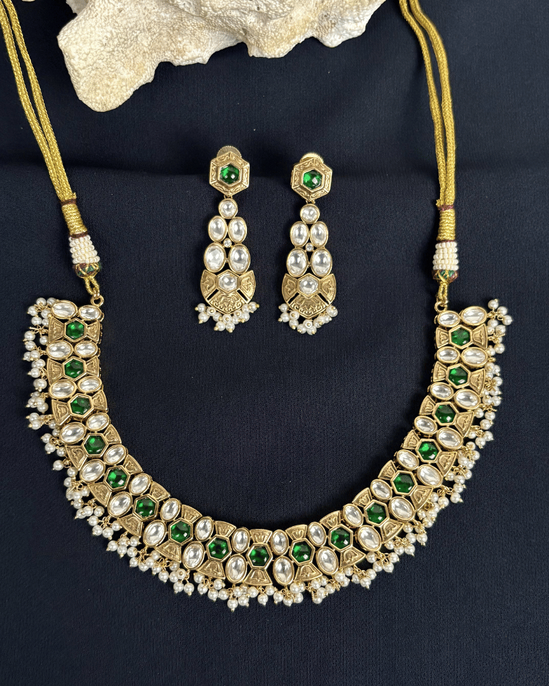 Regal Polki Haar | Mint Work | Moti Drops
