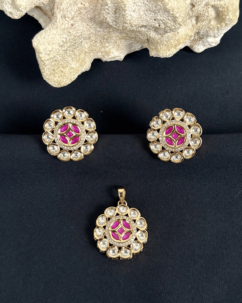 Ruby Mandala Polki Pendant