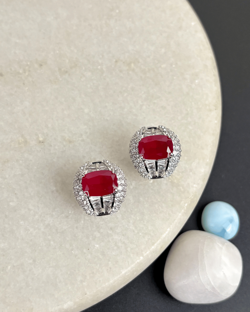Raina Regal Crystal Studs | Rhodium Plating