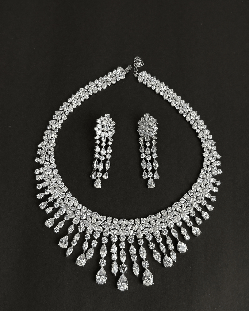 Sparkling Diva Diamond Necklace | Rhodium Plating
