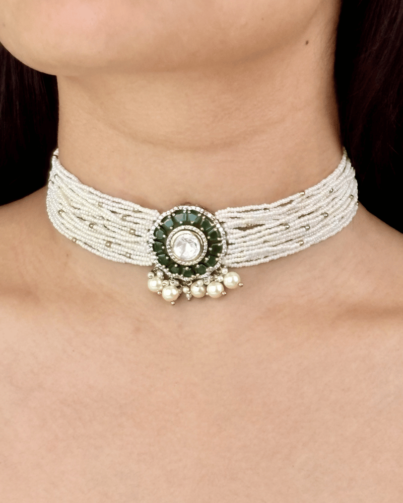 Moti Mahal Victorian Polki Emerald Choker