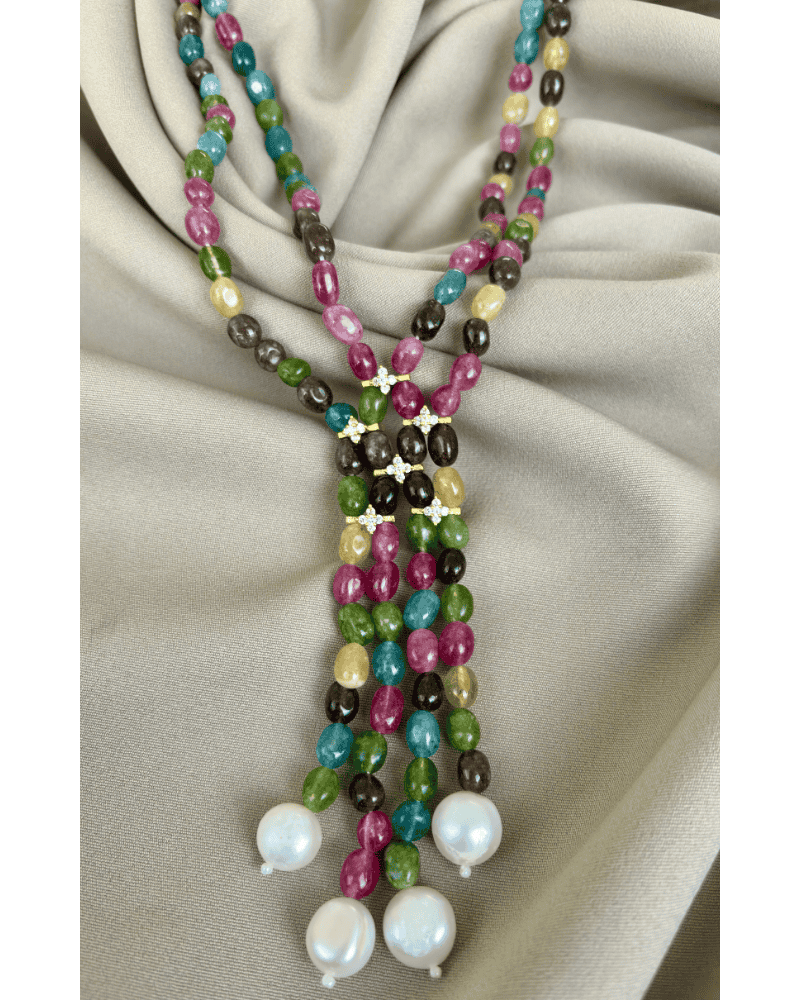 Multi Colour Fusion Mala With Pearl Drops