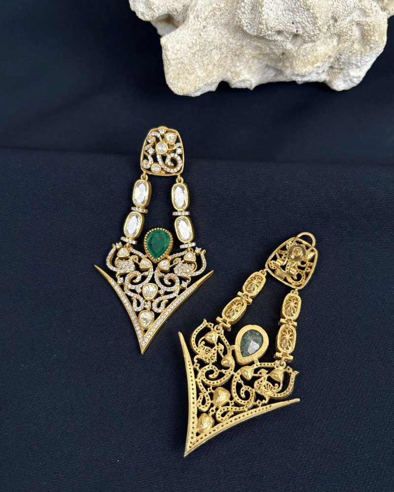 Svara Imperial Moissanite Danglers | Screw Back | 18K Gold Plating