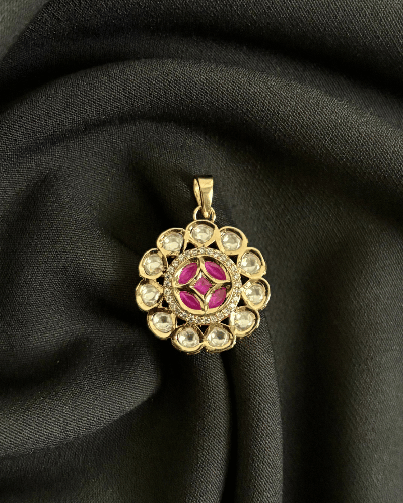 Ruby Mandala Polki Pendant