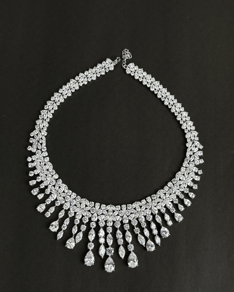 Sparkling Diva Diamond Necklace | Rhodium Plating