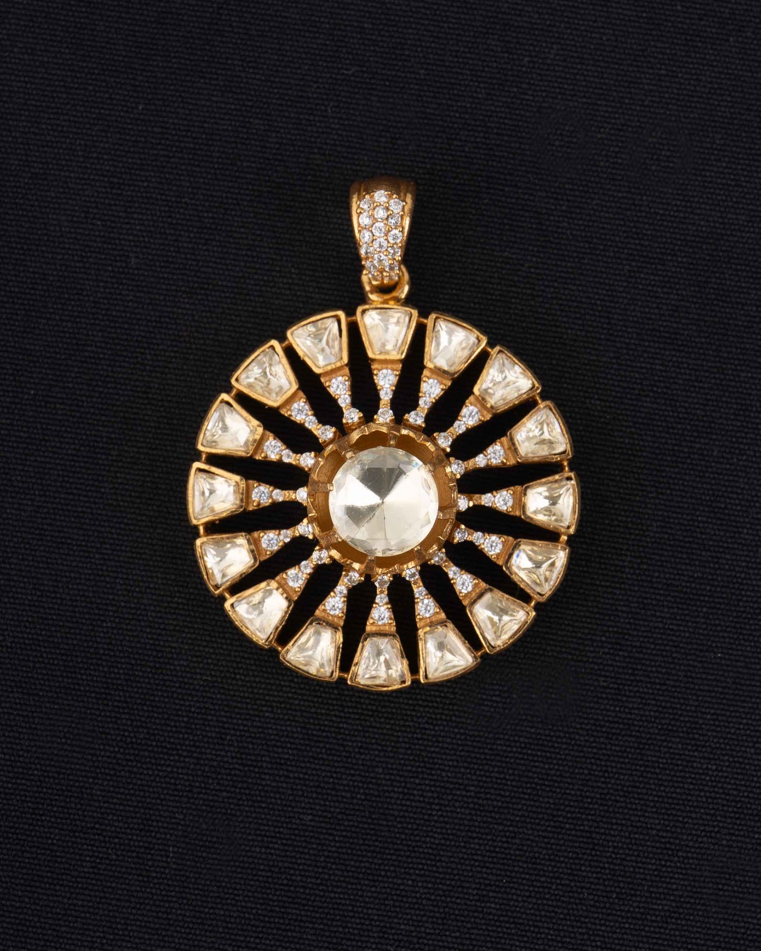 Suryamukhi Moissanite Pendant Set | 18K Gold Plating