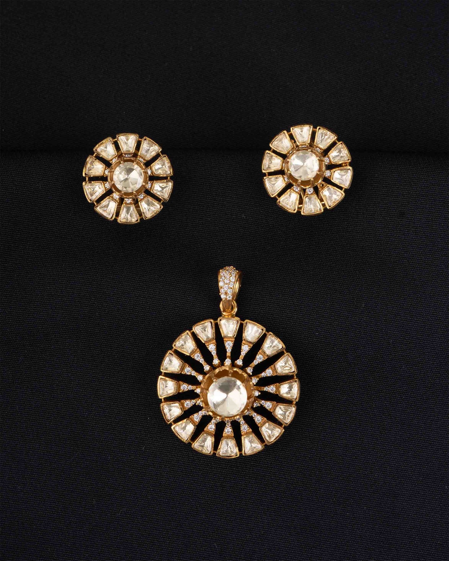 Suryamukhi Moissanite Pendant Set | 18K Gold Plating