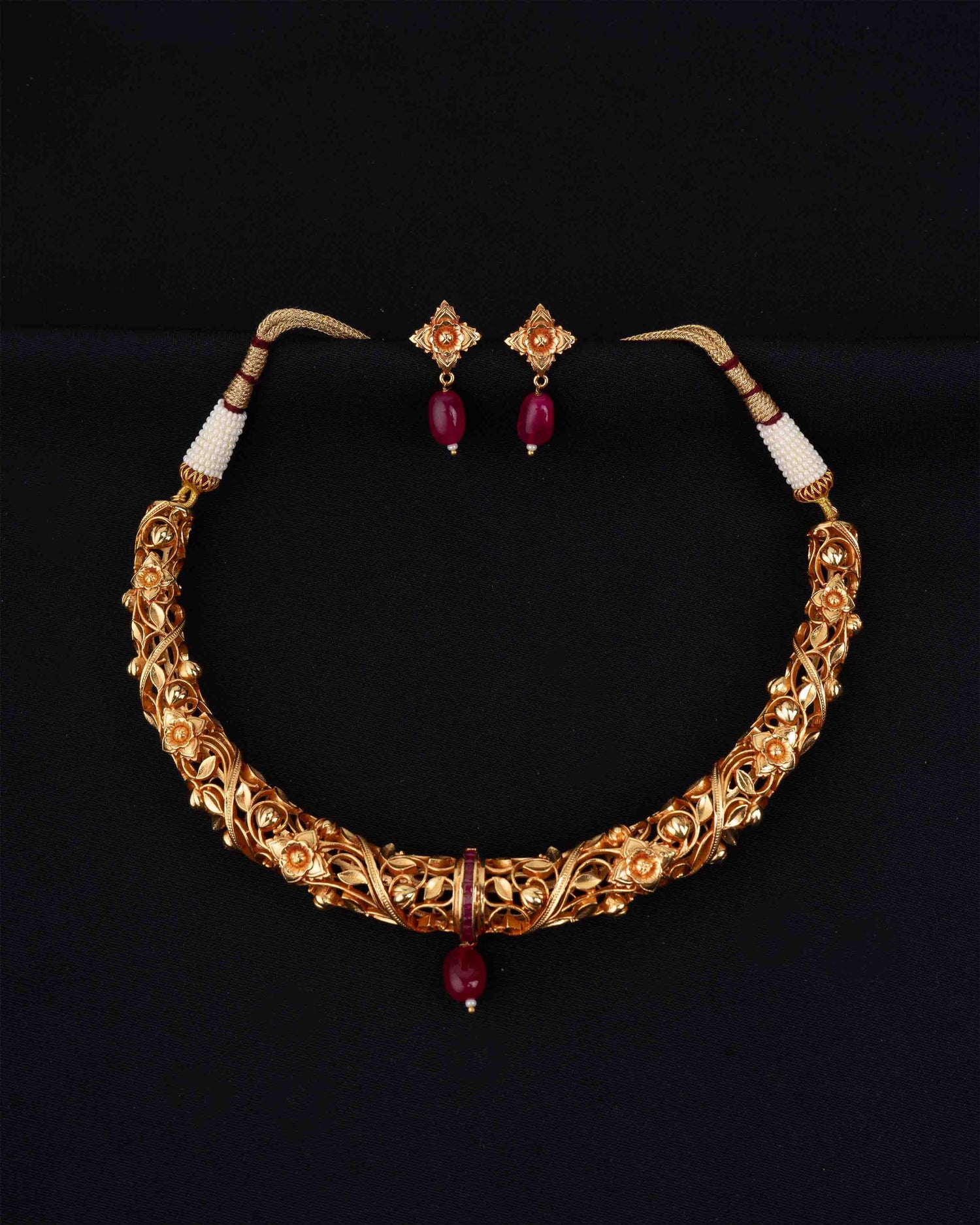 Ruby Royale Hasli | Choki Red Stones | 18K Gold Plating