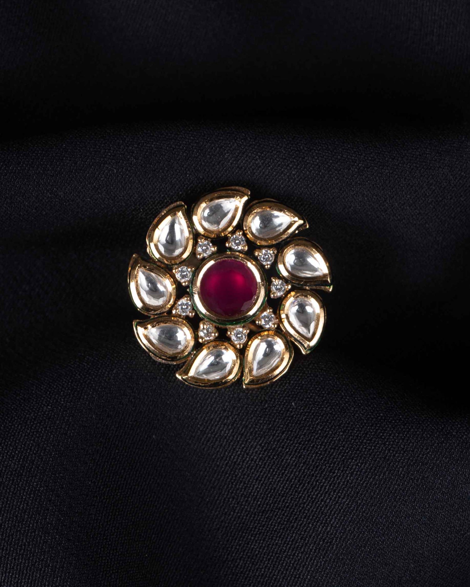 Ruby Kundan Finger Ring | Adjustable Size