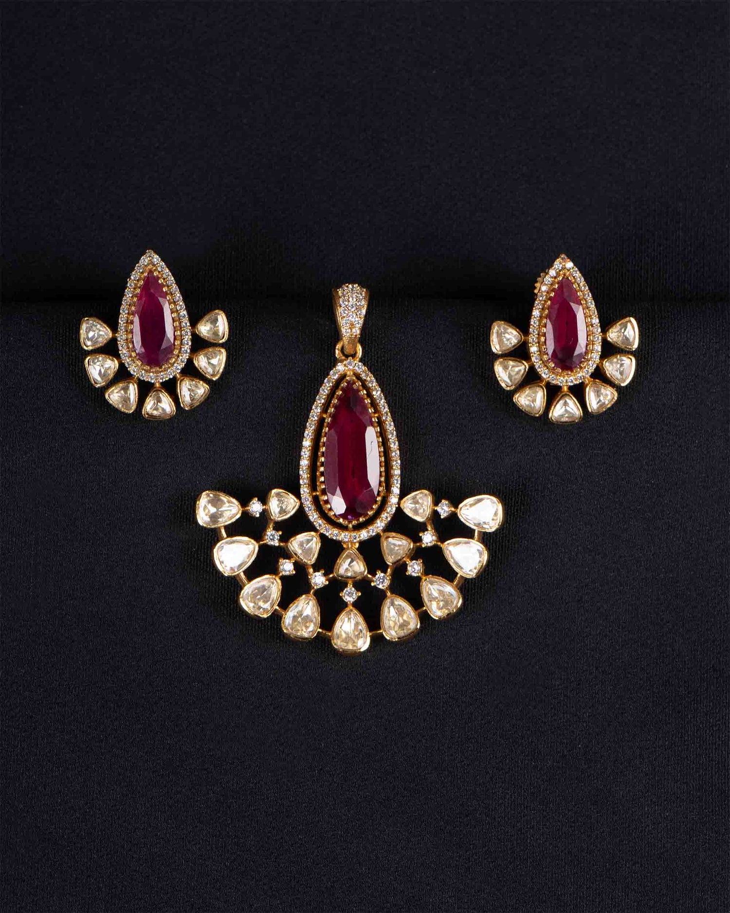 Moissanite Ruby Big Size Pendant | Screw Back | 18K Gold Plating