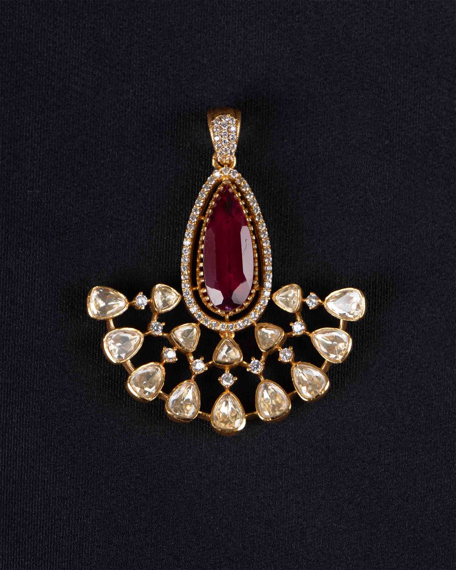 Moissanite Ruby Big Size Pendant | Screw Back | 18K Gold Plating