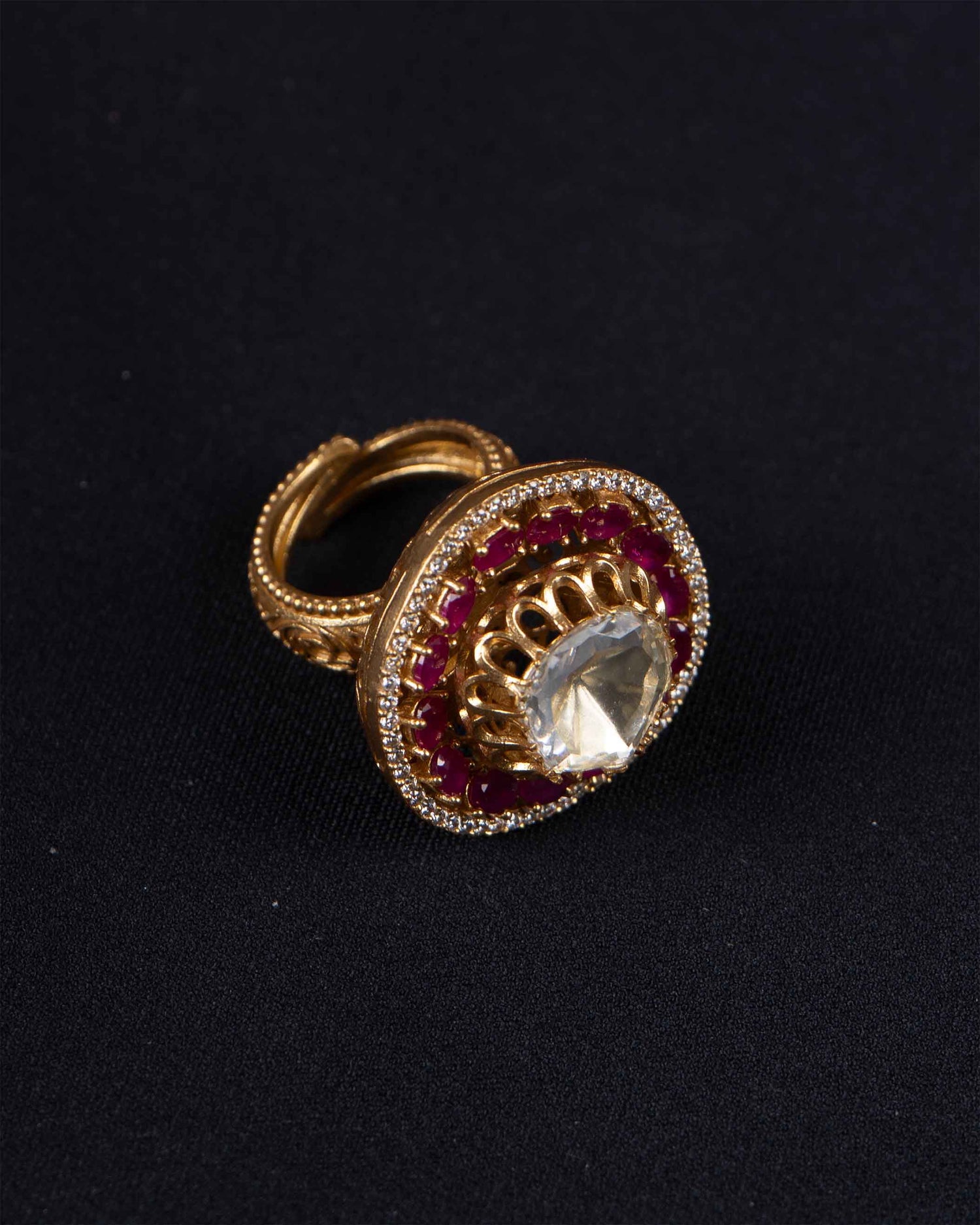 Ruby Crest Royale Ring | Adjustable Size | 18K Gold Plating