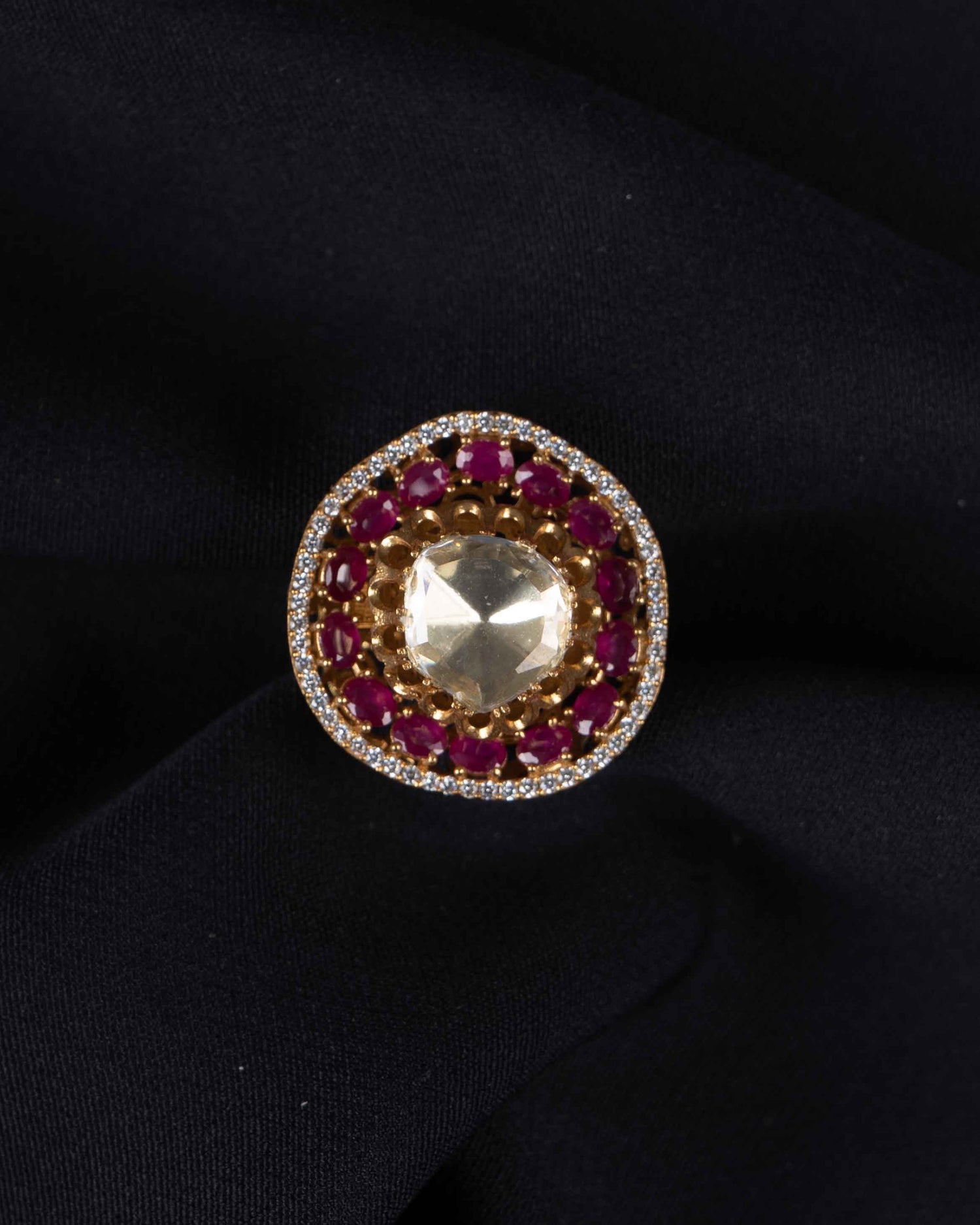 Ruby Crest Royale Ring | Adjustable Size | 18K Gold Plating