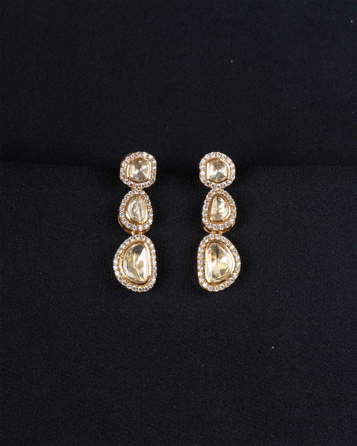 Single Line Moissanite Necklace with Diamond Border | Screw Back | 18K Gold Plating