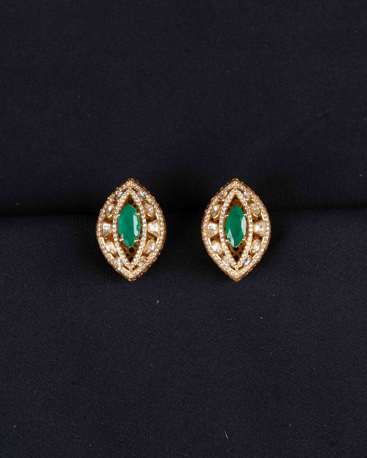Emerald Moissanite Earrings | Screw Back | 18K Gold Plating