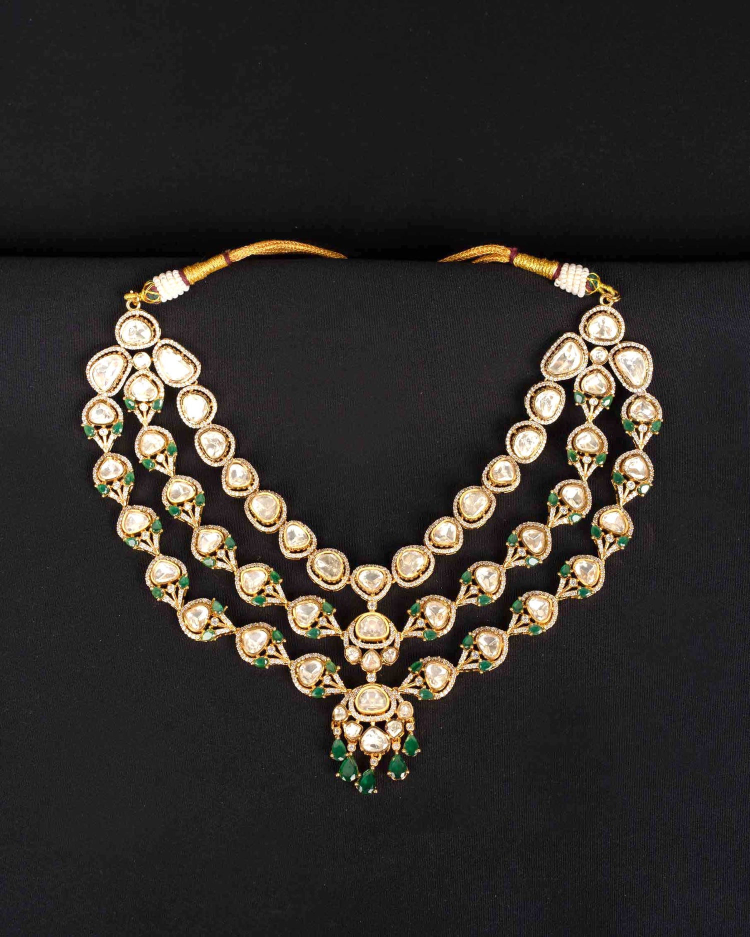 Emeraya Triple Layer Moissanite Haar  | Screw Back | 18K Gold Plating