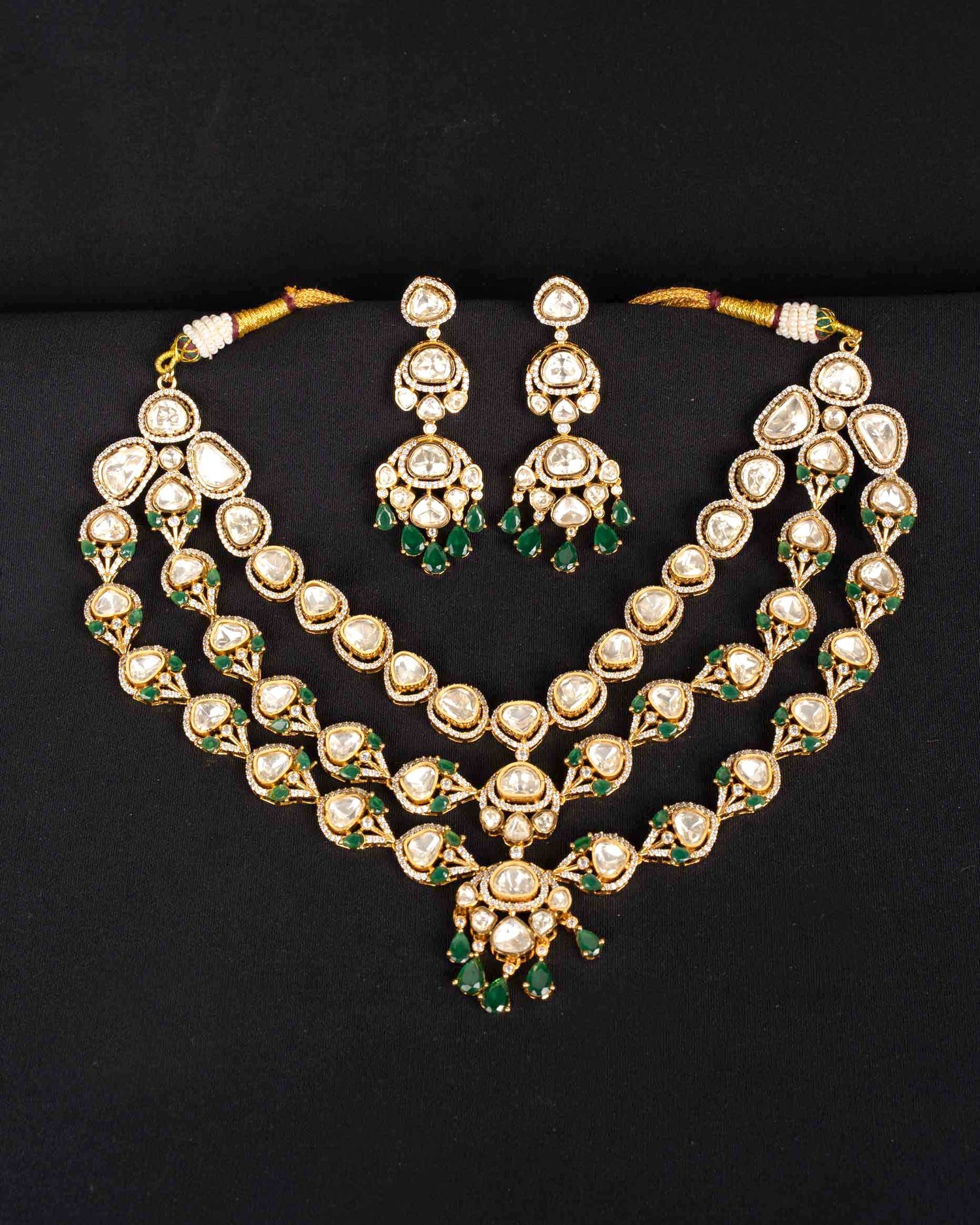 Emeraya Triple Layer Moissanite Haar  | Screw Back | 18K Gold Plating