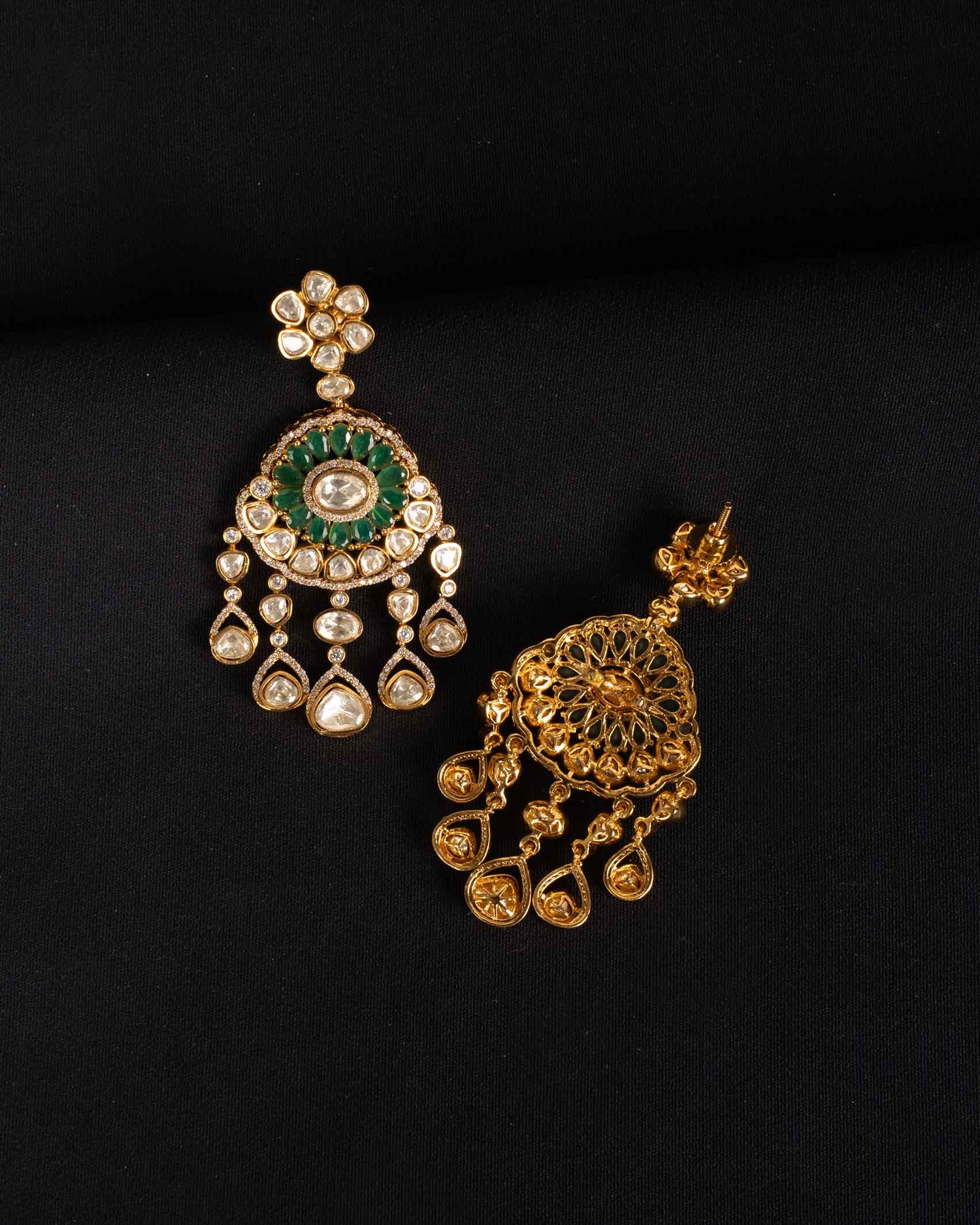 Aafreen Moissanite Chandbali | Screw Back | 18K Gold plating
