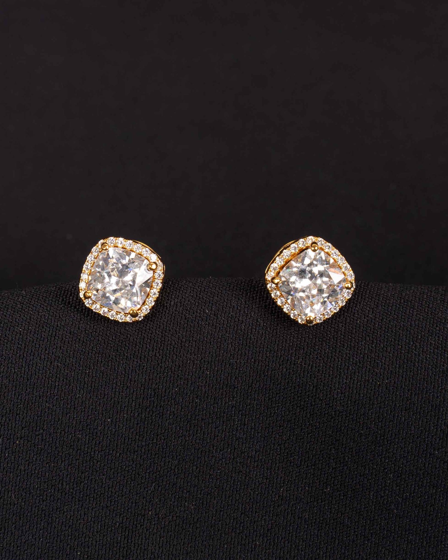 3 Carat Square Cut Diamond Studs | 18K Gold Plating