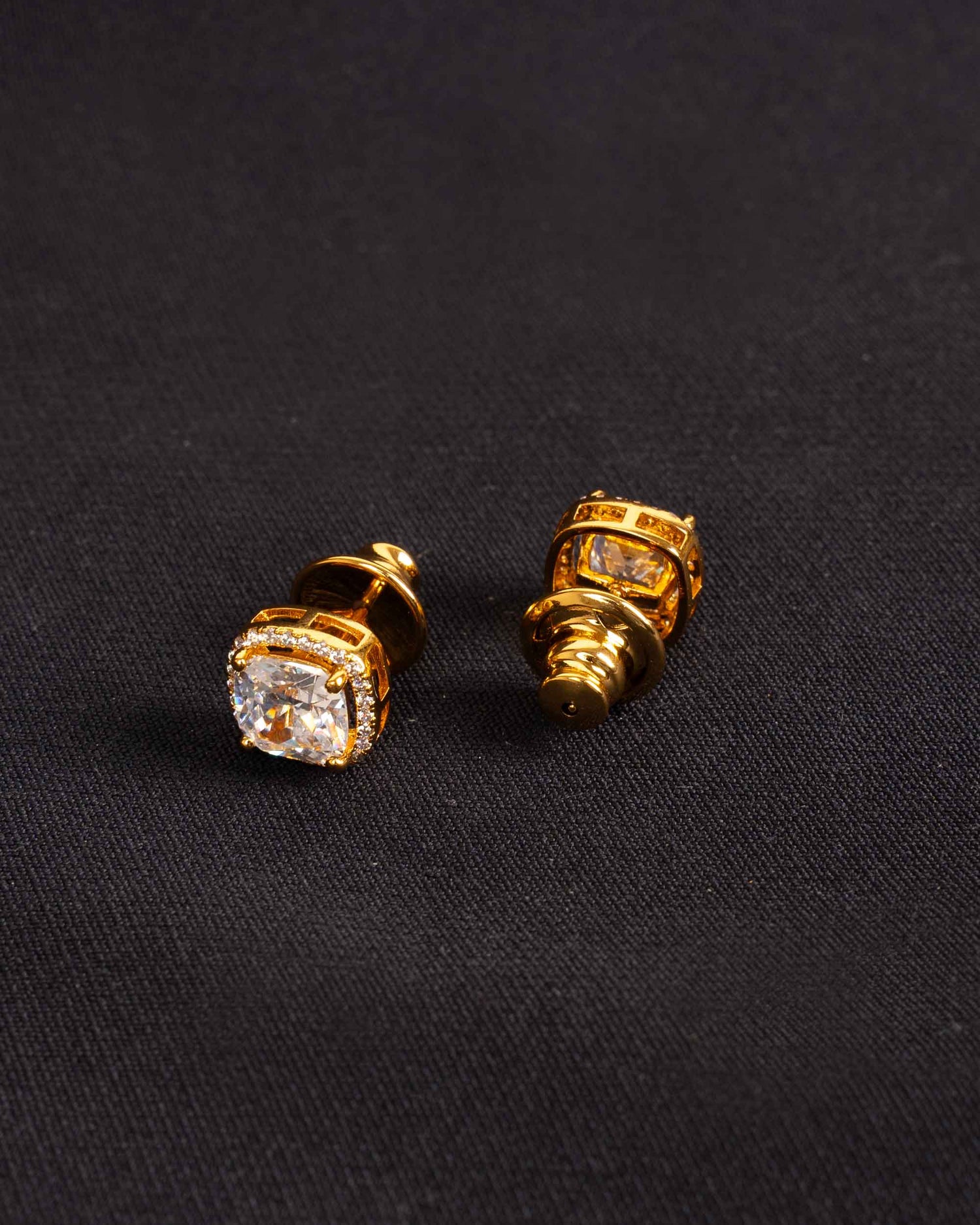 3 Carat Square Cut Diamond Studs | 18K Gold Plating
