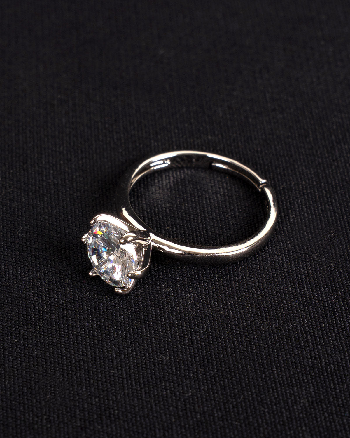 2 Carat Solitaire Diamond Ring | Adjustable Size | Rhodium Plating