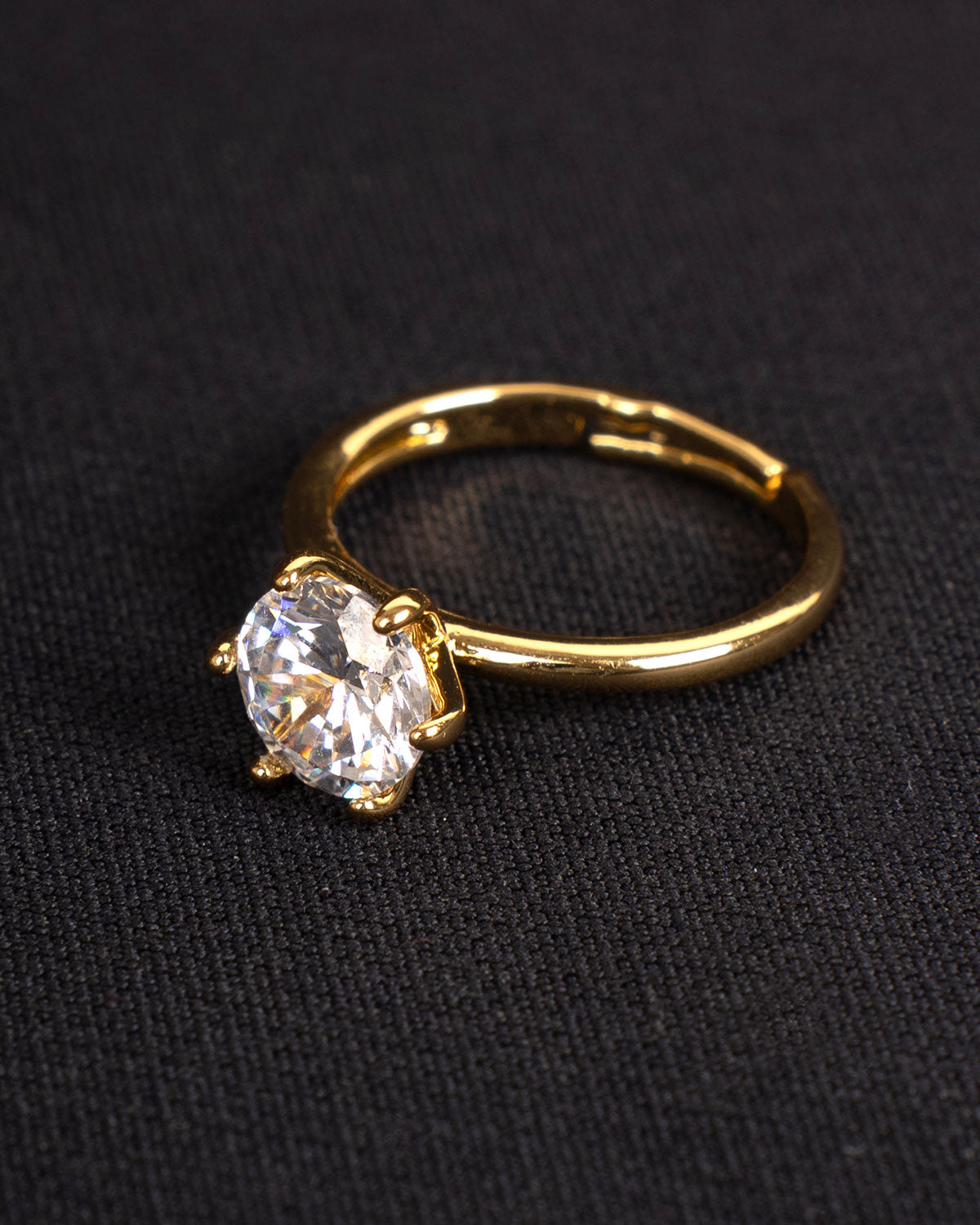 2 Carat Solitaire Diamond Ring | Adjustable Size | Gold Plating