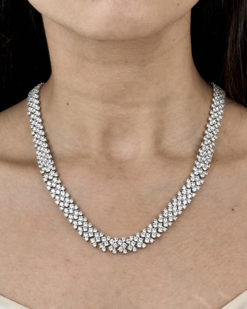 Silverline Crystal Necklace | Rhodium Plating