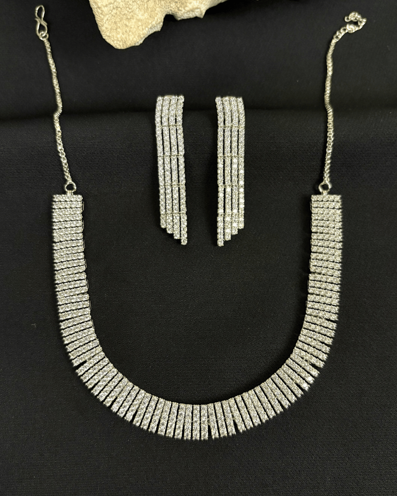 Classic Diamond Necklace | Silver Plating