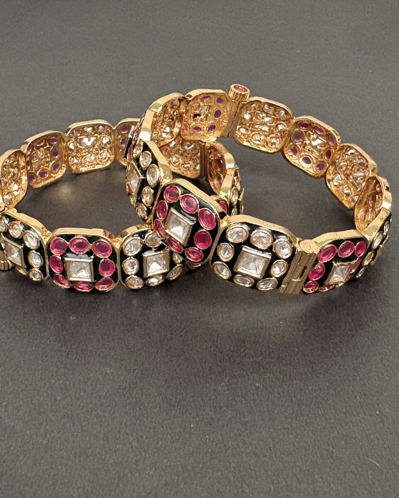 Kundan Bangles in Meenakari | Single Piece | Openable