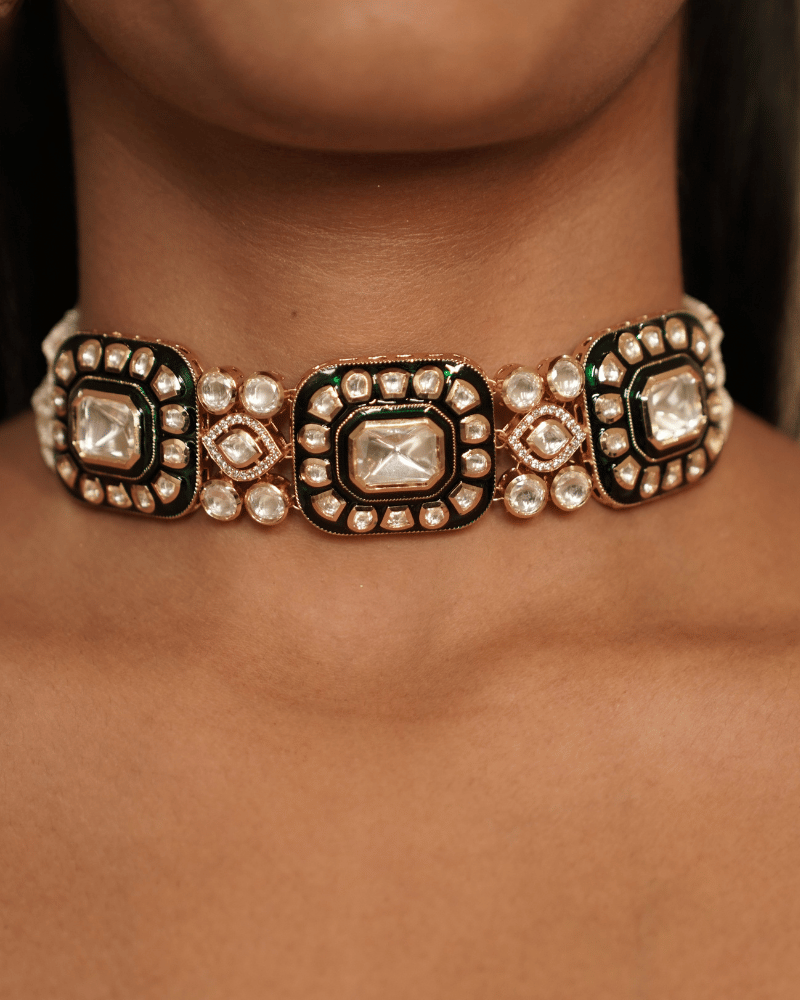 Aadhya Three Broach Polki Choker
