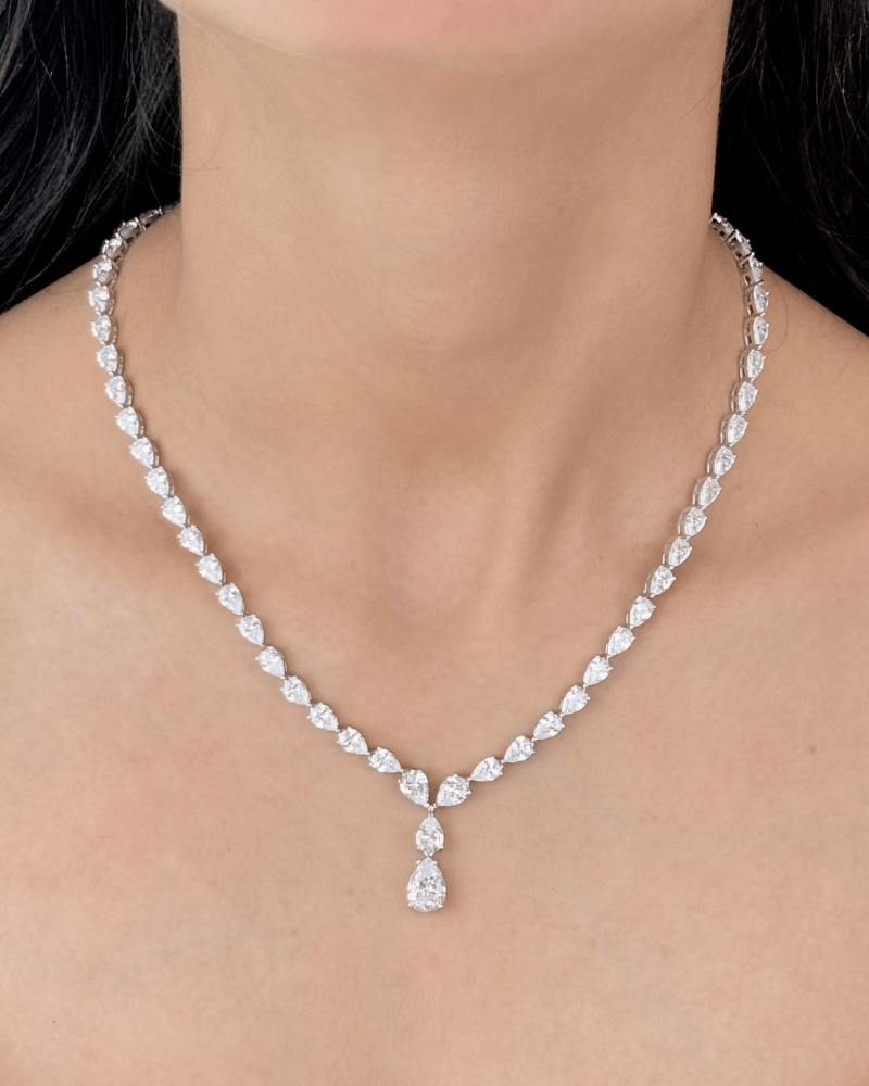 Eternal Dew Crystal Necklace | Rhodium Plating